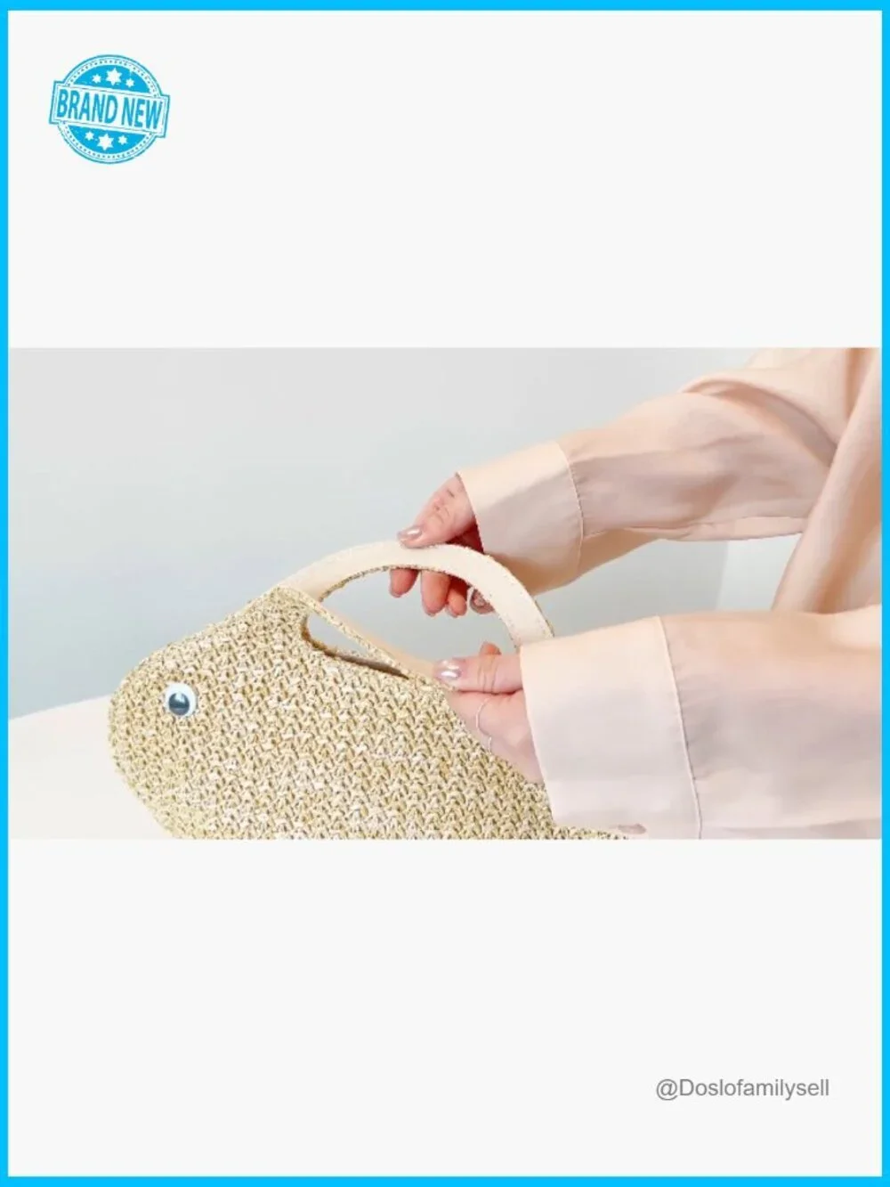 Fish Shaped Straw Woven Clutch Handbag Boho Beach Summer Tote Satchel